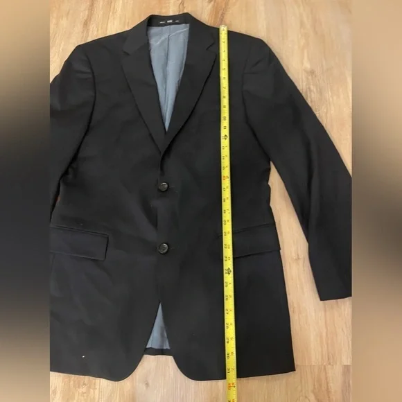 Hugo Boss Super 100 Navy Blue Two Button Sport Coat 100% Virgin Wool 40 L